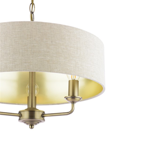 (image for) Laura Ashley Sorrento 3 Light Shadelier Matt Antique Brass With Natural Shade